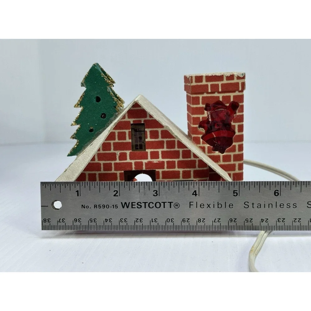 VINTAGE CHRISTMAS LIGHT UP PUTZ STYLE HOUSE JAPAN Damaged